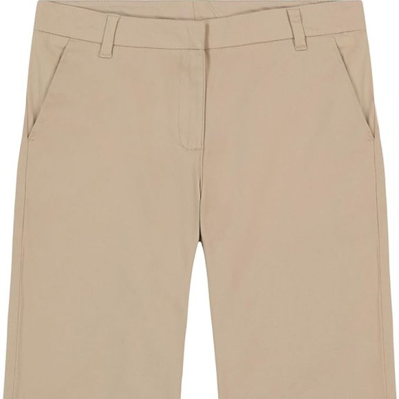 IZOD Girls' Khaki School Uniform Stretch Skinny Bermuda Twill Shorts 12 Regular - Picture 1 of 4